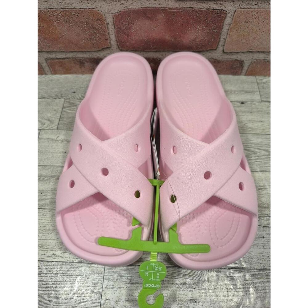 Crocs CL Cross Strap Shoes Womens Size 8 Light Pink Slip On Comfort Sandals NWT - Picture 4 of 9